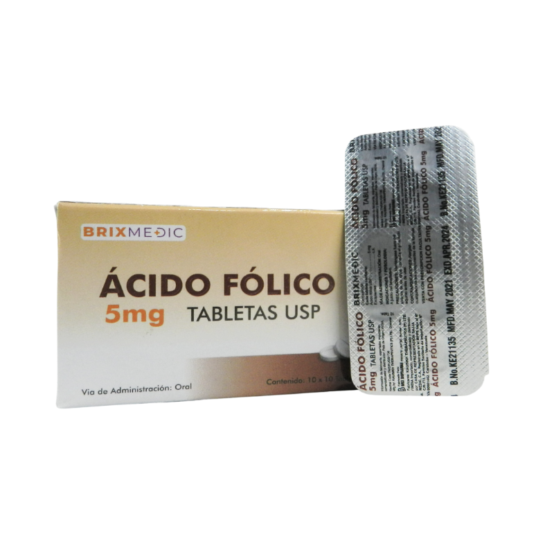 ÁCIDO FÓLICO 5 MG TABLETAS USP  Brix Medic - Productos farmacéuticos