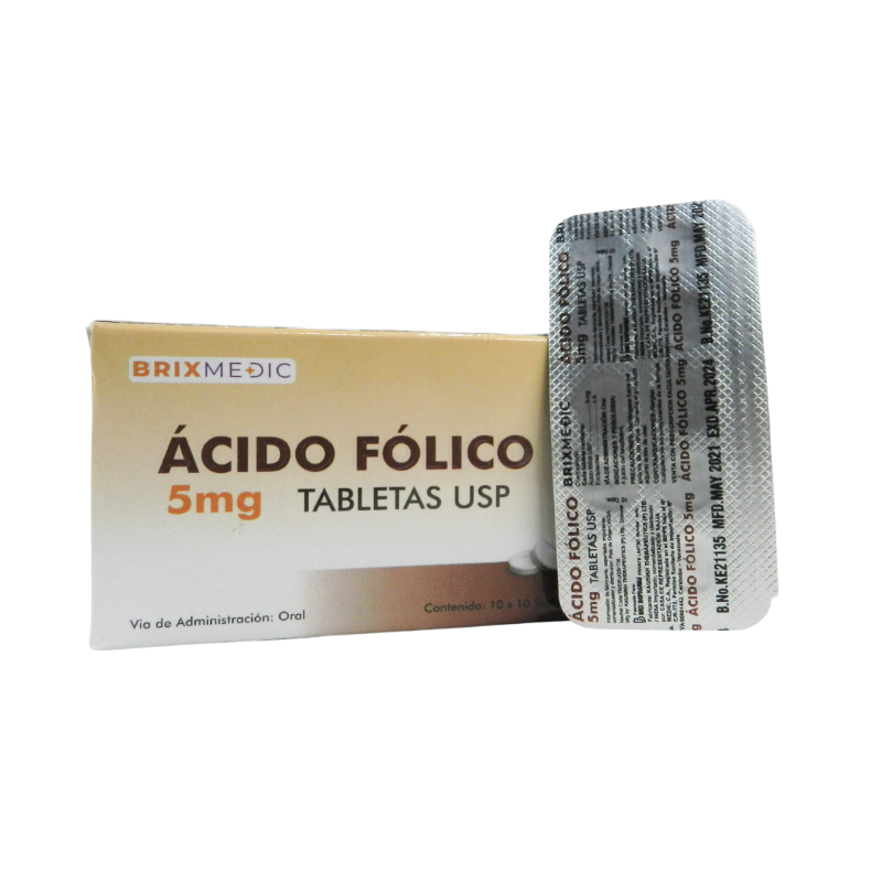 Ácido Fólico Ecu Tableta 5 mg Frasco Con 100 Unidades - Farmacias Medicity